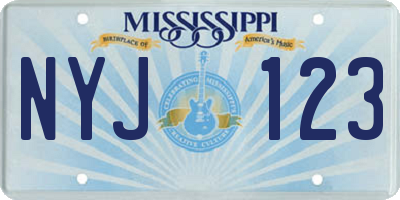 MS license plate NYJ123
