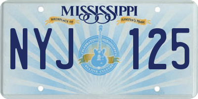 MS license plate NYJ125