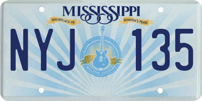 MS license plate NYJ135