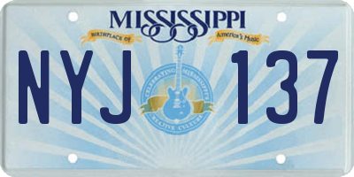 MS license plate NYJ137