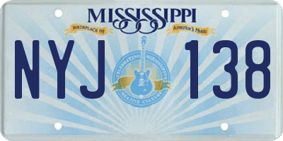 MS license plate NYJ138