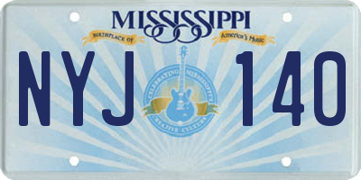 MS license plate NYJ140