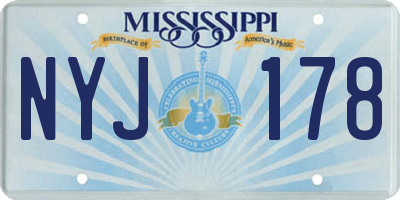 MS license plate NYJ178