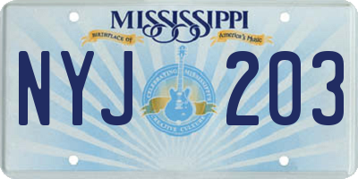 MS license plate NYJ203
