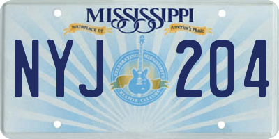 MS license plate NYJ204