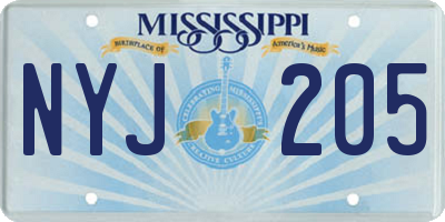 MS license plate NYJ205