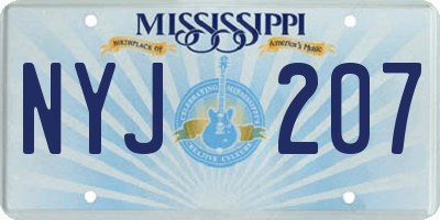 MS license plate NYJ207
