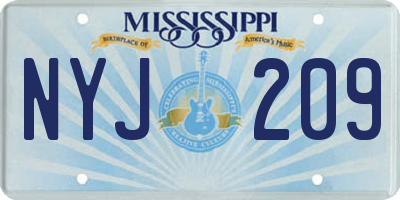 MS license plate NYJ209