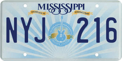 MS license plate NYJ216