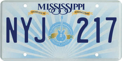 MS license plate NYJ217