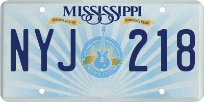 MS license plate NYJ218