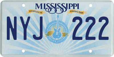 MS license plate NYJ222