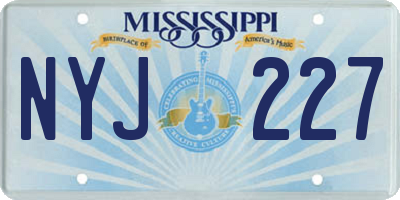 MS license plate NYJ227