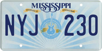 MS license plate NYJ230
