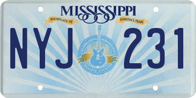 MS license plate NYJ231