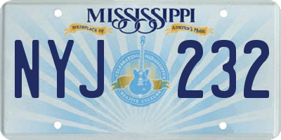 MS license plate NYJ232