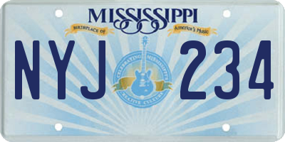 MS license plate NYJ234