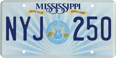 MS license plate NYJ250