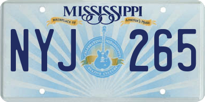 MS license plate NYJ265