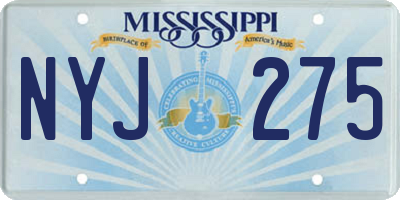 MS license plate NYJ275