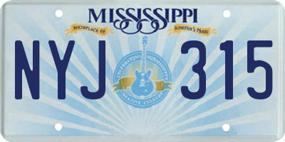 MS license plate NYJ315