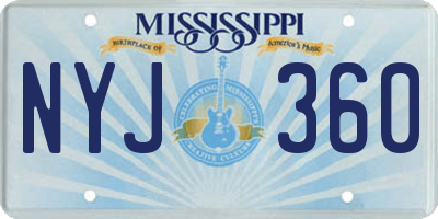 MS license plate NYJ360