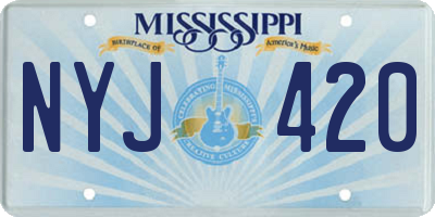 MS license plate NYJ420