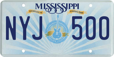 MS license plate NYJ500