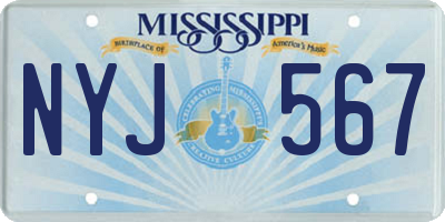 MS license plate NYJ567