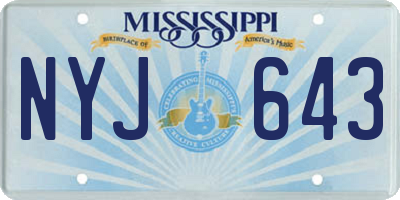 MS license plate NYJ643