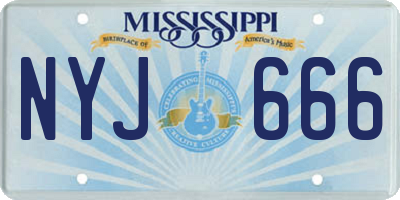 MS license plate NYJ666