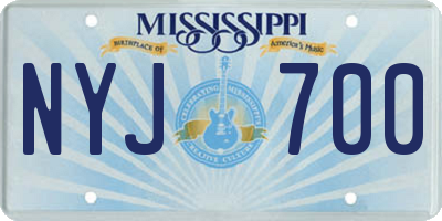 MS license plate NYJ700