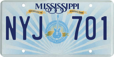 MS license plate NYJ701