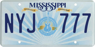 MS license plate NYJ777