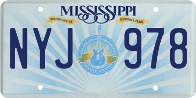 MS license plate NYJ978