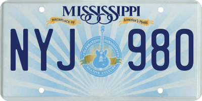 MS license plate NYJ980