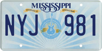 MS license plate NYJ981