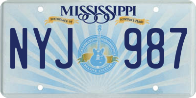 MS license plate NYJ987