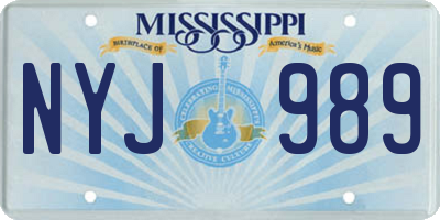 MS license plate NYJ989