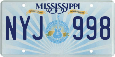 MS license plate NYJ998