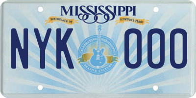 MS license plate NYK000