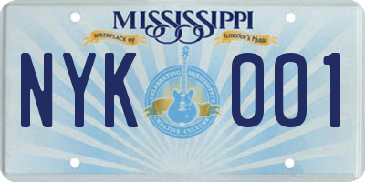 MS license plate NYK001