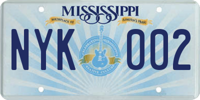 MS license plate NYK002