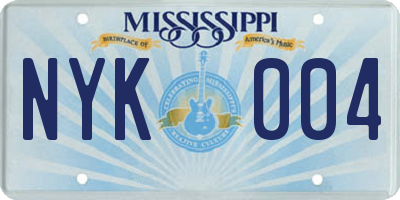 MS license plate NYK004