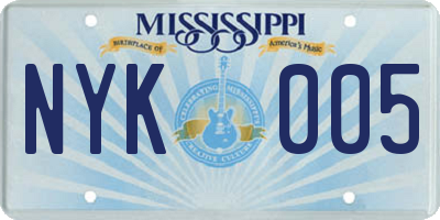 MS license plate NYK005