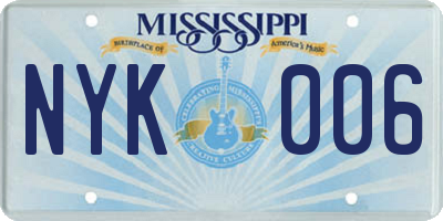MS license plate NYK006