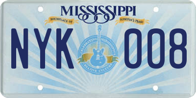 MS license plate NYK008
