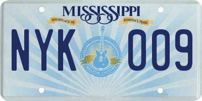 MS license plate NYK009