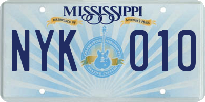 MS license plate NYK010