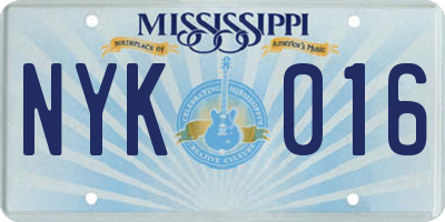 MS license plate NYK016